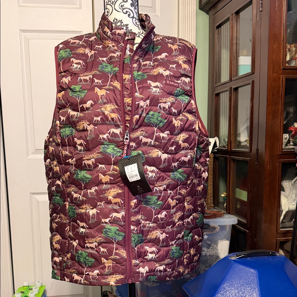 Ariat Maroon Vest with Horse Design